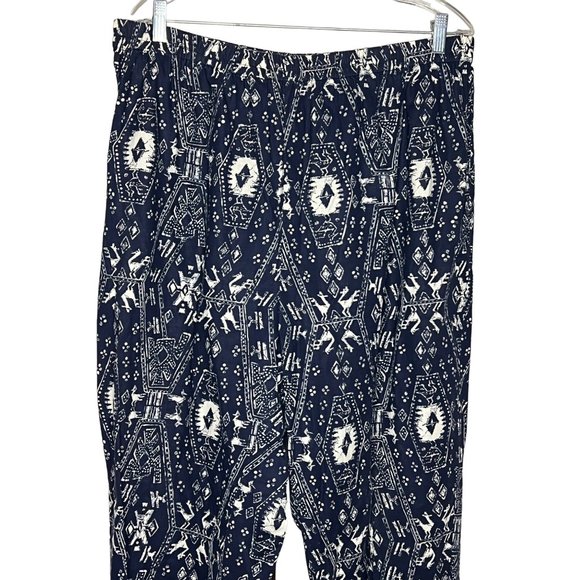 Carole Little size 20W blue & white pants elastic waist Geo print Aztec - Picture 2 of 13